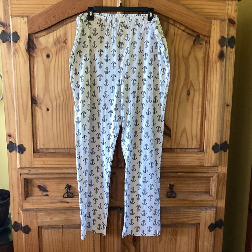 Men Nick Graham white blue anchors pajama lounge pants - size XL - NWT